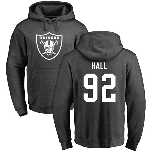 Men Oakland Raiders Ash P J  Hall One Color NFL Football #92 Pullover Hoodie Sweatshirts->nfl t-shirts->Sports Accessory